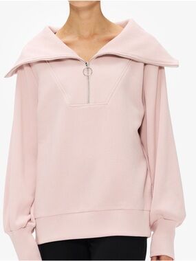 Varley Pale Pink Half-Zip Funnel Neck Pullover
